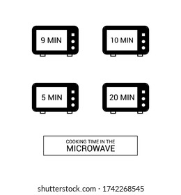 Vector icon. Microwave food preparation time symbols. Solid icon.