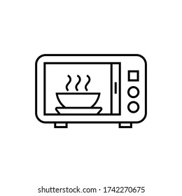 Vector icon. Microwave warm up time symbol. Line icon.