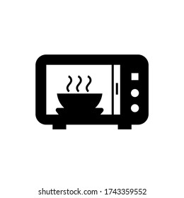 Vector icon. Microwave warm up time symbol. Solid icon.