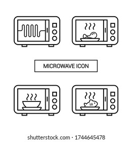 Icono del vector. Símbolo de tiempo de calentamiento de microondas. Icono de línea.