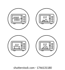 Icono del vector. Símbolo de tiempo de calentamiento de microondas. Icono de línea.