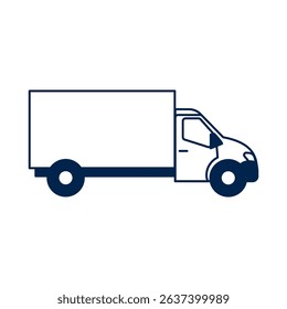 Vector icon of a mid-sized cargo truck, ideal for logistics platforms, ecommerce delivery, and freight transportation visuals.
