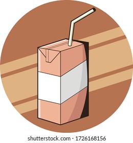Vector icon for Milk Box. Cartoon style and have a retro style for shadow.