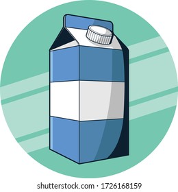 Vector icon for Milk Box. Cartoon style and have a retro style for shadow.