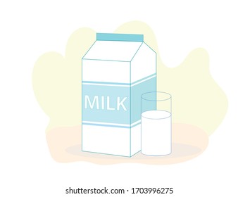 
Vector icon - milk in the package and in the glass. Health, nutrition, drink.
