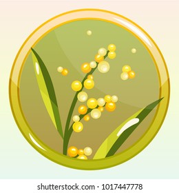 Vector icon with mimosa flower. Perfect for game and app icons devoted to floral topic