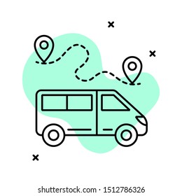 Vector icon of minibus.  Transport linear style icon. Flat image on the theme of travel.