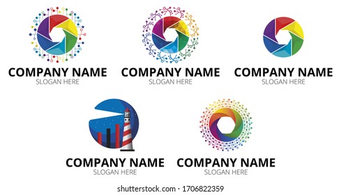 Vector icon, minimal line style, hi-tech company logo design, business symbol concept