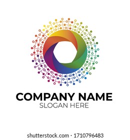 Vector icon, minimal line style, hi-tech company logo design, business symbol concept