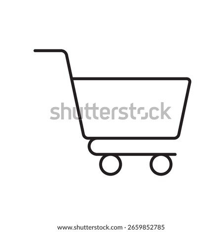 A vector icon of a minimal shopping cart, symbolizing the process of adding items to cart in an ecommerce environment, created in line style with editable stroke