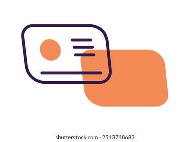Vector icon of a minimalist business card, isolated on a white background. Ideal for branding, business, and marketing materials.
