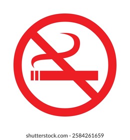 The vector icon of a minimalist no smoking sign in red color clearly communicates the prohibition of smoking in public areas effectively.