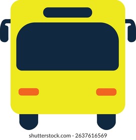 Vector icon in minimalist style of yellow bus, which can be associated with both school and private. Proportions can be changed.