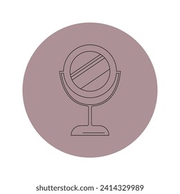 Vector icon mirror on a pink circle on a white background.