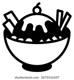 Icono de Vector de ensalada de frutas mixtas con piezas de frutas coloridas.