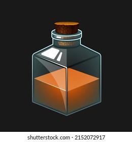 Vector icon for mobile game or app. Glass vessel with colored liquid. Potion bottle. Chemical flask with a drink.
