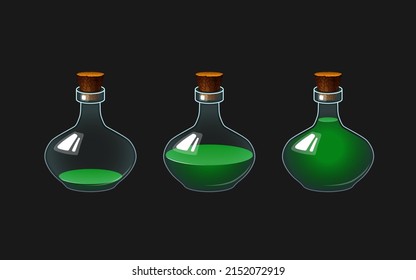 Vector icon for mobile game or app. Glass vessel with colored liquid. Potion bottle. Chemical flask with a drink.