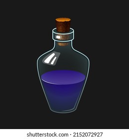 Vector icon for mobile game or app. Glass vessel with colored liquid. Potion bottle. Chemical flask with a drink.