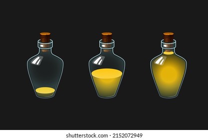 Vector icon for mobile game or app. Glass vessel with colored liquid. Potion bottle. Chemical flask with a drink.