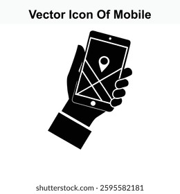 Vector Icon of Mobile Hand Holding Smartphone GPS Map Navigation Application