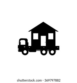 vector icon mobile home, black silhouette