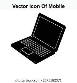 Vector Icon of a Mobile Laptop Computer Device Showing Keyboard and Trackpad