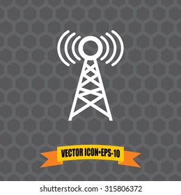 Vector Icon of Mobile Network Tower on Dark Gray Background. Eps.10.