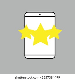 vector icon of mobile phone with 3 gold stars