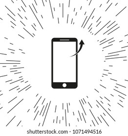 vector icon mobile phone against the background of the rays