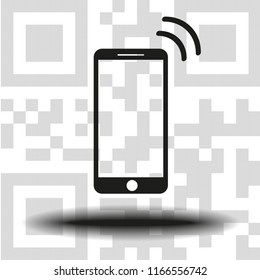 vector icon mobile phone the background QR code