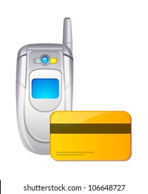 vector icon mobile phone and card