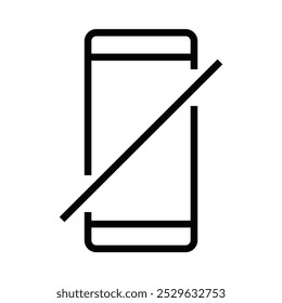 Vektorsymbol eines Mobiltelefons mit einer diagonalen Linie, die anzeigt, dass es keinen Dienst oder kein Signal gibt. Bearbeitbarer Strich.