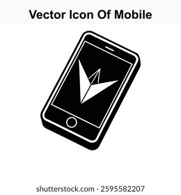 Vector Icon of Mobile Phone Displaying a Paper epsrplane Navigation Symbol