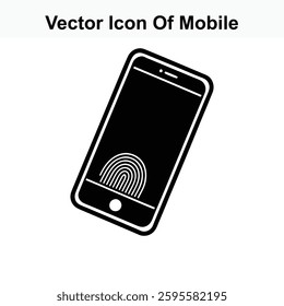 Vector Icon of Mobile Phone with Fingerprint Scanner Security Technology
