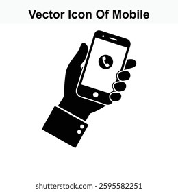 Vector Icon of Mobile Phone in Hand Receiving Incoming Call
