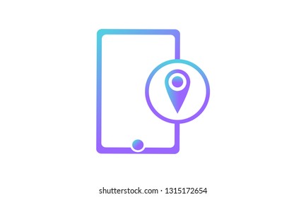 vector icon. mobile phone and location pin icon concept. modern gradient style