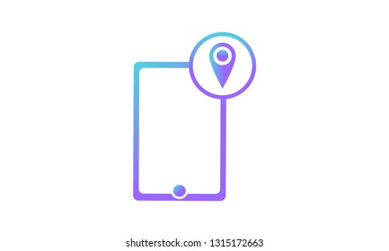 vector icon. mobile phone and location pin icon concept. modern gradient style