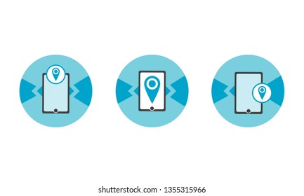 vector icon. mobile phone and location pin icon concept. modern gradient style