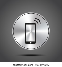 vector icon mobile phone metallic isolated on dark background