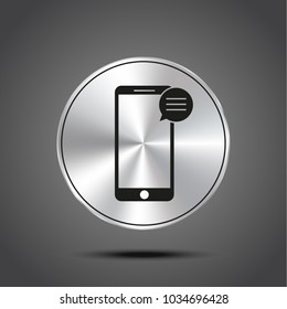 vector icon mobile phone metallic isolated on dark background