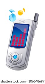 icono vector teléfono móvil y música