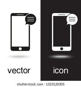 vector icon mobile phone on black and white background
