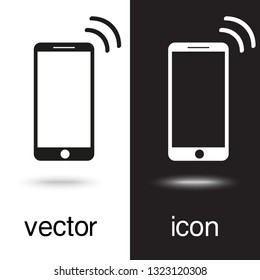 vector icon mobile phone on black and white background