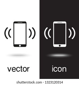 vector icon mobile phone on black and white background