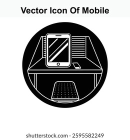 Vector Icon of Mobile Phone on a Desk with Chepsr