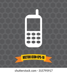 Vector Icon of Mobile Phone on Dark Gray Background. Eps.10.