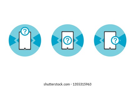 vector icon. mobile phone and question mark icon concept. 