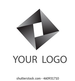 a vector icon; a modern abstract sign; a geometric logo great for steel, metal or mining industry in square form of a rhombus; with sharp corners; colored by a grey or silver gradient;