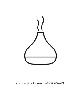 Um ícone vetorial de um difusor aromaterapia moderno, simbolizando relaxamento e melhoria de humor, criado em estilo de linha com traço editável