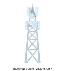Icono de Vector de una torre de comunicación moderna en un diseño plano, aislado en blanco